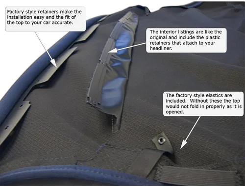 Miniatura 6 de Sierra Auto Tops Convertible Top Reemplazo para BMW 2003-2008 Z4, TwillFast RPC Canvas, negro, ventana de vidrio calefactable