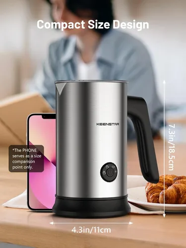 Miniatura 8 de Keenstar Espumador de leche eléctrico, vaporizador de leche automático 4 en 1, máquina de espuma caliente o fría para café con leche, capuchino