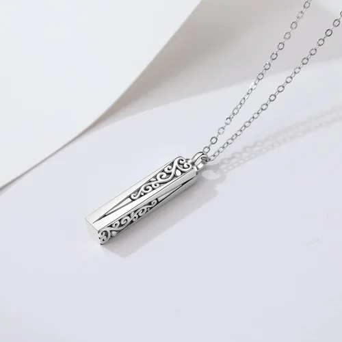 Miniatura 117 de Collar con colgante de urna de cenizas de cremación y árbol de la vida para mujer, plata de ley US1