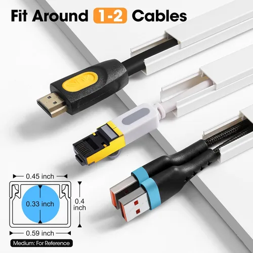 Miniatura 2 de YesBes Kit de ocultador de cable de 116 pulgadas, cubiertas de cable para cables en la pared, protector de cable para TV de montaje en pared