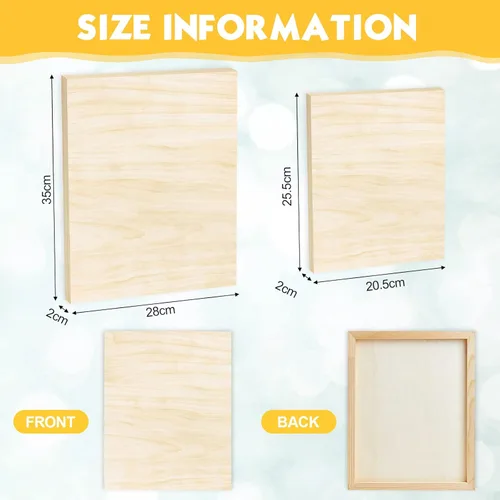 Miniatura 2 de Paquete de 16 tableros de lienzo de madera sin acabar, paneles de pintura de madera en blanco a granel para tableros de cuna profunda, pintura