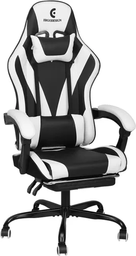 Miniatura 8 de Silla de juegos con reposabrazos y reposapiés Linkage, silla de videojuegos de respaldo alto, color negro