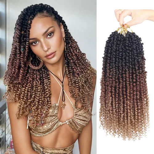 Miniatura 103 de Bileaf Cabello de Ganchillo Passion Twist Pre-retorcido de 10 Pulgadas, 8 Paquetes de Ganchillo Passion Twist, Cabello Corto Passion Twist