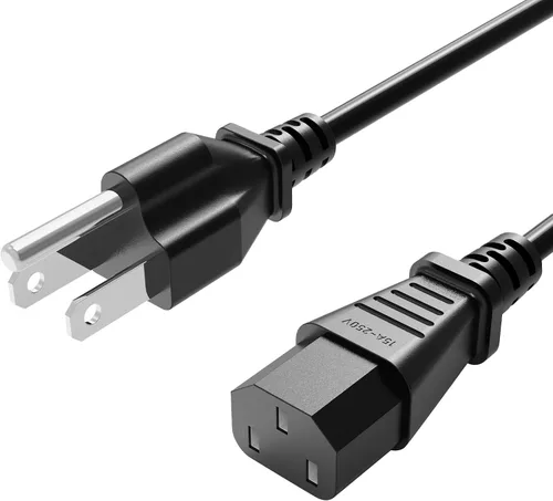 Cable de alimentación de 18 AWG NEMA 5-15P a IEC320C13 para monitor de computadora, TV, cable de alimentación de 3 clavijas (6 pies)