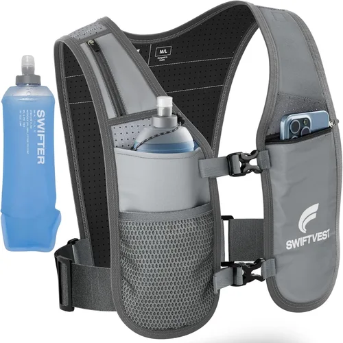 Miniatura 3 de Chaleco SWIFTVEST con Soporte para Teléfono para Correr con Botella de Agua de 500ml/17oz Chaleco de Hidratación Reflectante Ajustable Ligero