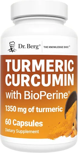 Dr. Berg's Curcumina de cúrcuma con bioperina 95% curcuminoides - Suplemento de curcumina de cúrcuma para soporte cerebral, corazón y