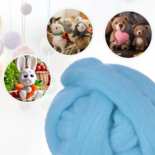 Miniatura 15 de uxcell Lana de fieltro con aguja, hilo de lana de fibra natural de 3.5 onzas para fieltro húmedo, manualidades, materiales de bricolaje