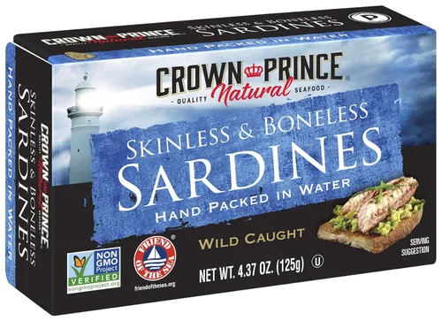Miniatura 10 de Crown Prince Sardinas naturales sin piel y sin hueso en aceite de oliva puro, latas de 3.75 onzas (paquete de 12)
