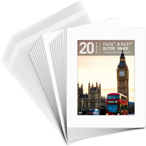 Miniatura 13 de Golden State Art, Paquete de 10 alfombrillas blancas de 8 x 10 pulgadas con núcleo blanco corte biselado para fotos de 5 x 7 + respaldo + bolsas