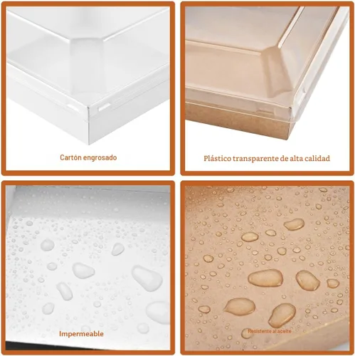 Miniatura 3 de 100 unidades de cajas para charcutería con tapas transparentes - Envases de comida ecológicos, portátiles y a prueba de fugas para varios manjares