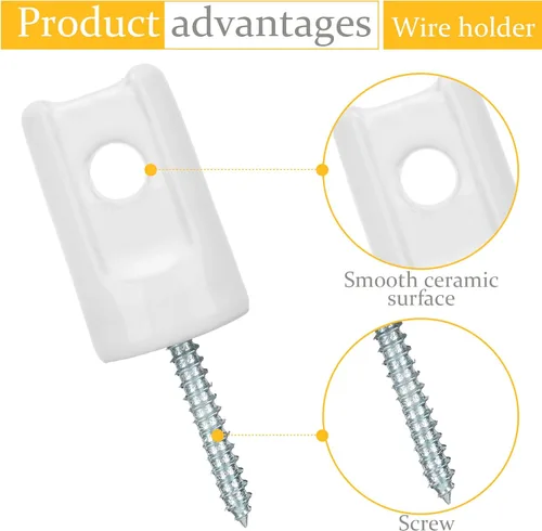 Miniatura 3 de Blulu Paquete de 50 aisladores eléctricos de cerámica para cercas aislantes de cerámica resistentes de tornillo de retardo de porcelana para postes