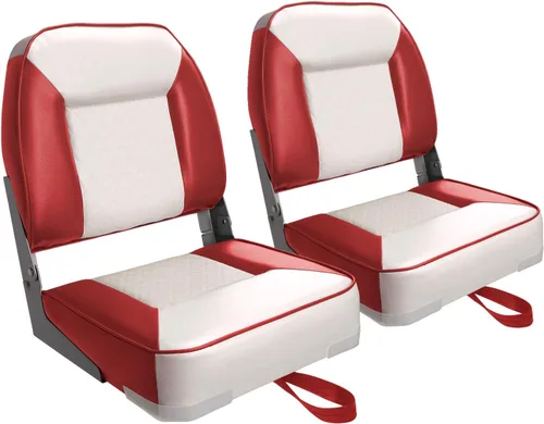 Miniatura 8 de XGEAR Asiento de barco de lujo con respaldo bajo/alto, asiento plegable para barco de pesca C-Bajo Espalda-Blanco/Carbón