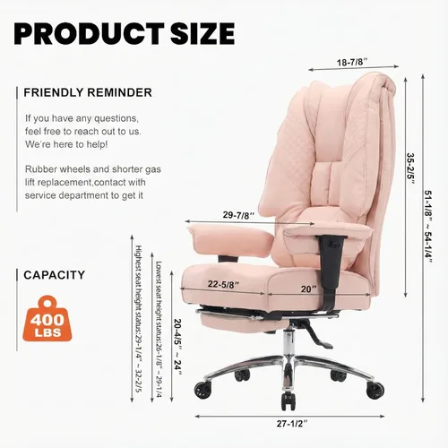 Miniatura 2 de EXCEBET Silla de oficina grande y alta de 400 libras de ancho, silla de oficina ejecutiva de cuero con respaldo alto con reposapiés, sillas