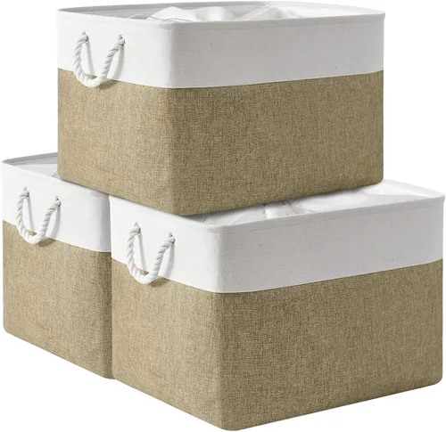 Miniatura 81 de TheWarmHome Contenedores de almacenamiento para estantes, tamaño mediano, 3 unidades, 13.8 pulgadas de largo x 9.8 pulgadas de ancho x 6.7 pulgadas