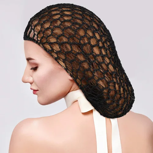 Miniatura 2 de Waydress 2 redes para el cabello para mujeres, trabajadoras de servicio de alimentos para dormir, gorra de pelo largo de malla de ganchillo