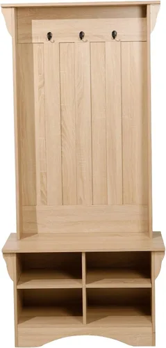 Miniatura 8 de Flash Furniture Árbol de pasillo de cachemira con banco de almacenamiento, almacenamiento inferior ajustable, tablero decorativo con 3 ganchos