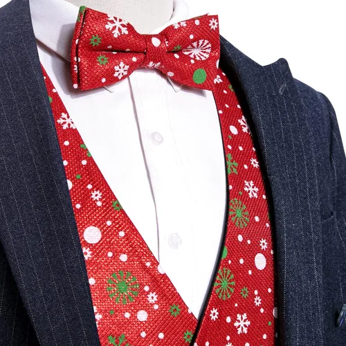 Miniatura 4 de Barry.Wang Chaleco de traje de Navidad para hombre, chaleco de Navidad, corbatacorbatín, esmoquin para fiesta