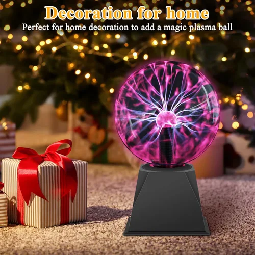 Miniatura 3 de DELIPOP Bola de plasma de 8 pulgadas, luz roja con cable enchufable, lámpara de bola de plasma mágica, luz de discoteca sensible al tacto y al