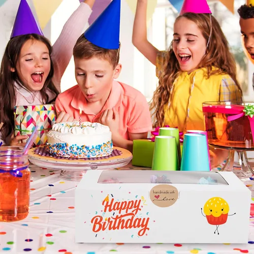 Miniatura 5 de Cajas blancas para panadería con ventana, 9 x 6 x 3 pulgadas, para pasteles, postres, empaques de tartas, ideales para fiestas de cumpleaños