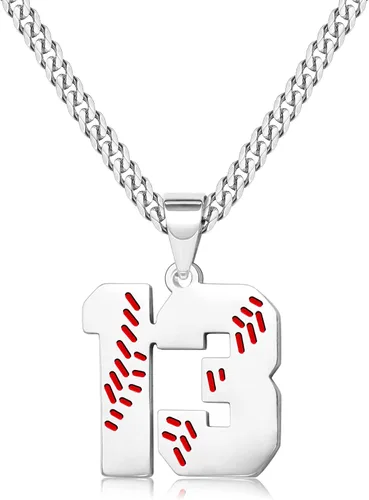 Miniatura 36 de Btysun Collares de béisbol de béisbol número 0-99 dijes de acero inoxidable para hombres, regalos de béisbol, papá, marido, regalo de Navidad