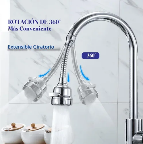 Miniatura 4 de Accesorio rociador de grifo de cocina, extensor de grifo móvil para fregadero de cocina, cabezal giratorio de 360°, grifo antisalpicaduras, ducha