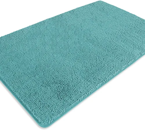 Miniatura 521 de Alfombra de baño pequeña de 12 x 18 pulgadas, lavable y absorbente, antideslizante, alfombra de baño de felpilla gruesa y suave para baño, ducha