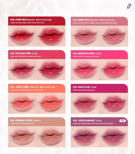 Miniatura 7 de Heart Percent Dote On Mood - Tinte puro brillante, acuoso y ligero, hidratante para labios, lápiz labial líquido de larga duración, 0.26 onzas, #01