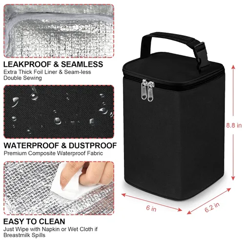 Miniatura 3 de Accmor Bolsa enfriadora de leche materna, bolsas enfriadoras de biberones, bolsas aisladas sobre la marcha, se adapta a 4 botellas grandes de 8