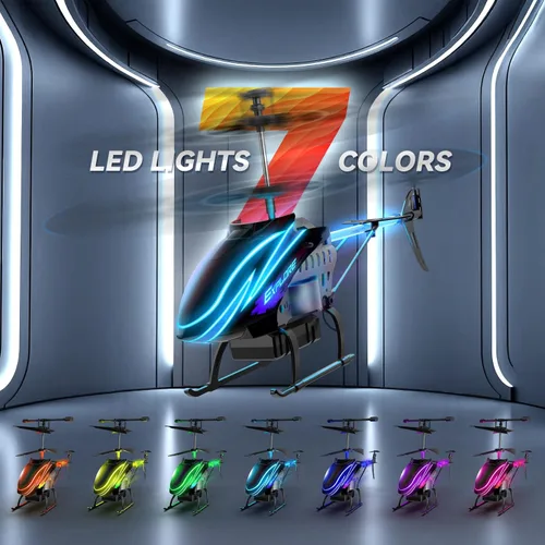 Miniatura 2 de BUSSGO Helicóptero RC, helicóptero de control remoto para niños con 30 minutos de vuelo (2 baterías), modos de luz LED 7+1, sujeción de altitud
