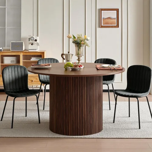 Miniatura 11 de Juego de Mesa de Comedor Redonda de 37 Pulgadas para 4, Moderno Juego de Café de Cocina de Círculo Pequeño para Apartamento, Sala de Estar, Oficina