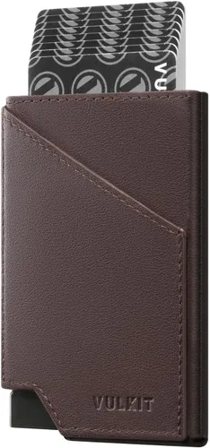 Miniatura 17 de VULKIT Cartera de tarjetas desplegable con bloqueo RFID, funda delgada de aluminio para tarjetas bancarias con bolsillo para dinero de negocios