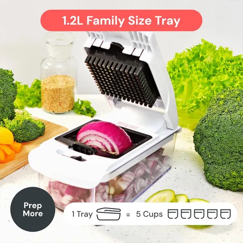 Miniatura 6 de Fullstar The Original Pro Chopper - Picador de verduras y espiralizador, picador de alimentos con recipiente, rebanador de frutas, utensilios