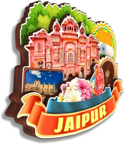 Miniatura 2 de Jaipur India - Imán de nevera de madera 3D de madera hecha a mano para viajes, recuerdos de la ciudad, imán para nevera, decoración del hogar