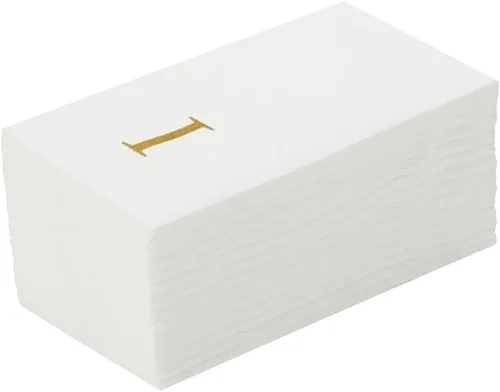Miniatura 35 de Luxenap Toallas de invitados de tacto de lino de 15.8 X 7.9 pulgadas, 50 toallas de mano con letras - Letra dorada "S", fuente sans serif