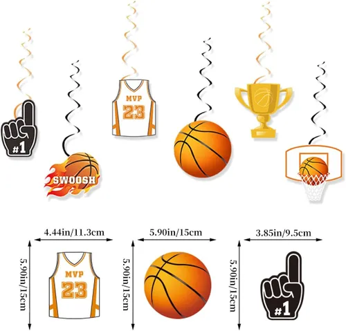 Miniatura 5 de Decoraciones de cumpleaños de baloncesto, lindo cartel de feliz cumpleaños con temática deportiva, suministros divertidos para fiesta de niño y niña
