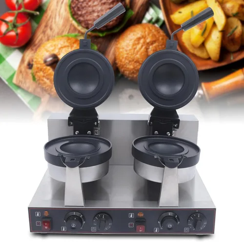 Miniatura 2 de Planchas de gofres eléctricas comerciales para hamburguesas, 2400 W, máquina de acero inoxidable para hamburguesas de prensa panini, máquina