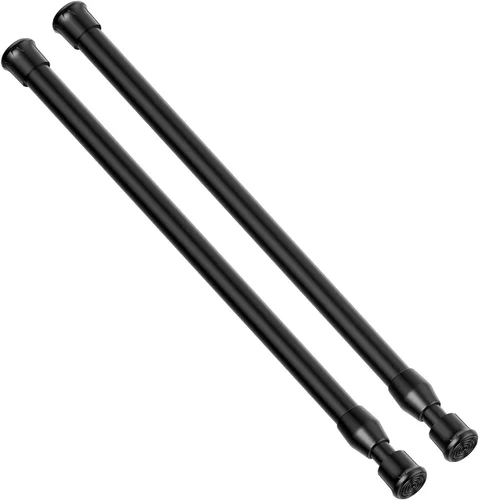 Miniatura 45 de AIZESI Varillas de cortina de tensión de resorte Barra de tensión corta (negro, 28 a 38 pulgadas, 2 piezas)