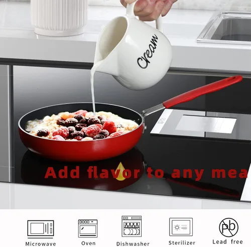 Miniatura 7 de ONTUBE Crema de porcelana, jarra de crema de leche de cerámica de 12 oz (blanco)