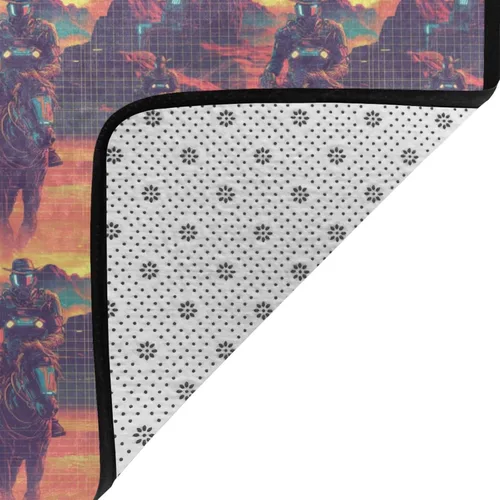 Miniatura 3 de Area Rugs for Living Room Decor - Anti Slip Throw Washable Rugs 3x5, Cyber Retro Western Cowboy Print Indoor Soft Carpet for