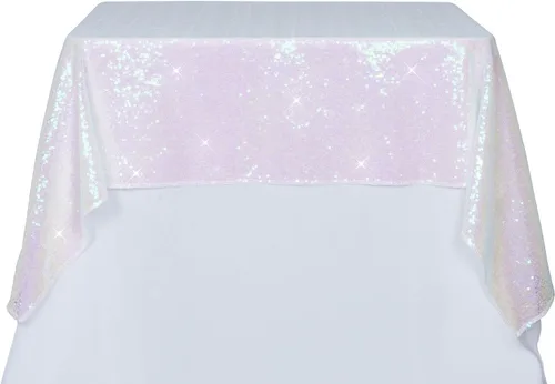 Miniatura 176 de PartyDelight Mantel de lentejuelas redondo de 50 pulgadas, color dorado claro, adorno de mesa para decoración de bodas, fiestas, cumpleaños