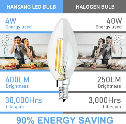 Miniatura 5 de Bombilla LED E12 de 5000 K, luz diurna brillante, bombillas tipo B equivalentes a 40 W con base de candelabro pequeña, bombillas de araña