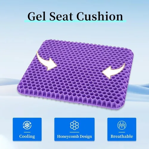 Miniatura 4 de Cojín ergonómico ajustable para asiento de gel con soporte suave y transpirable para ciática y dolor de espalda, perfecto para sillas de oficina