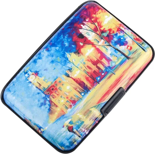 Miniatura 47 de Tarjetero de aluminio con bloqueo RFID para hombres y mujeres, elegante cartera de viaje con 7 ranuras, la mejor protección contra escaneos