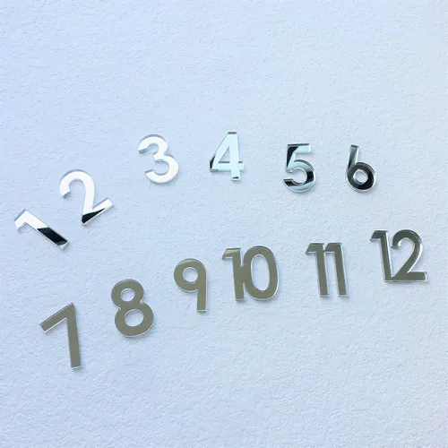 Miniatura 7 de 12 piezas de números acrílicos con espejo árabe para un reloj de pared (negro)