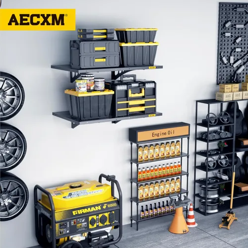 Miniatura 2 de Aecxm Paquete de 2 estantes de pared de garaje ajustables de 1.64x4 pies con capacidad de carga de 560 libras, estante de almacenamiento montado