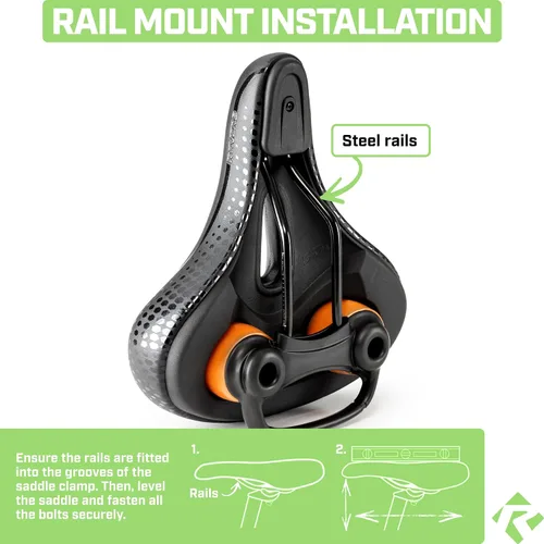 Miniatura 7 de Revere Comfort - Asiento de bicicleta con doble amortiguador, antivibración, suspensión de gel, asiento de bicicleta para hombres y mujeres