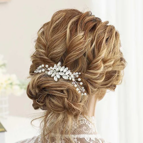 Miniatura 4 de GORAIS Peine para el cabello de boda Rhinestone Accesorios para el cabello nupcial Piezas de pelo de perlas