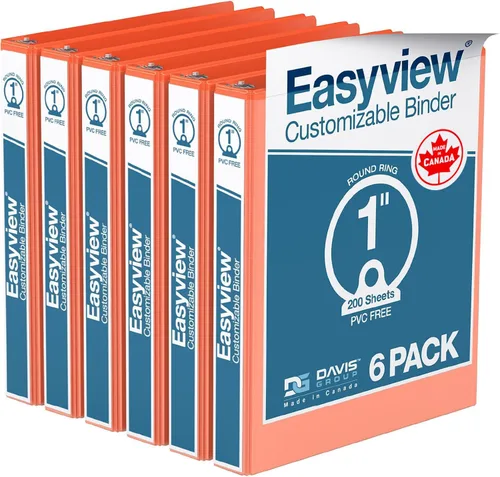 Easyview - Carpetas prémium de 3 anillas con cubiertas transparentes y anillos redondos, carpetas para la escuela u oficina, 1 pulgada, paquete de