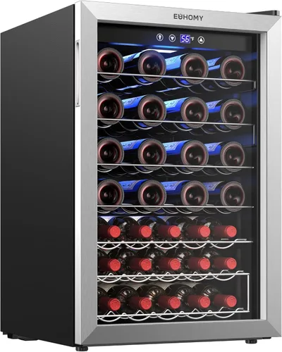 Miniatura 15 de EUHOMY 16 Bottle Wine Cooler Refrigerator, Compressor Wine Fridge with Glass Door, Freestanding Wine Cellar with Digital Temp Control & LED Light