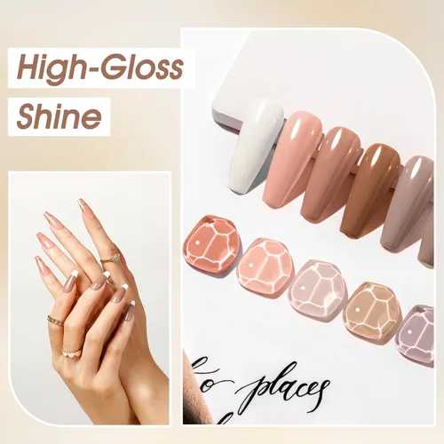Miniatura 4 de ROSALIND - Juego de esmaltes de uñas en gel, 12 colores, blanco, nude, marrón, esmalte de uñas semipermanente, juego de esmaltes de uñas en gel